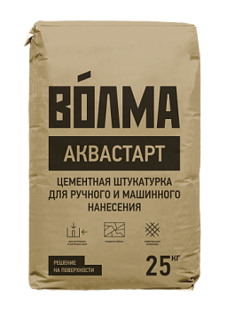 Штукатурка цементная "ВОЛМА-Аквастарт", 25 кг, 56шт/под