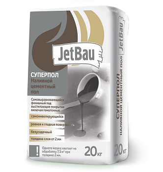 Наливной пол JetBau цементный "Супер-Пол", 20 кг / 72 шт/под