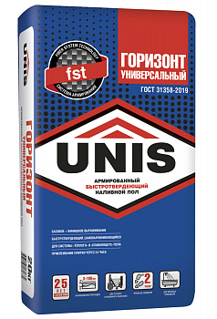 Наливной пол Unis "Горизонт Универсальный" цементный, быстротвердеющий, 25 кг