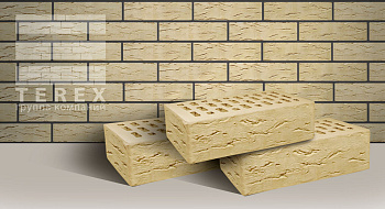 Кирпич облицовочный пустотелый одинарный Слоновая Кость Рустик М-175 TEREX (480)